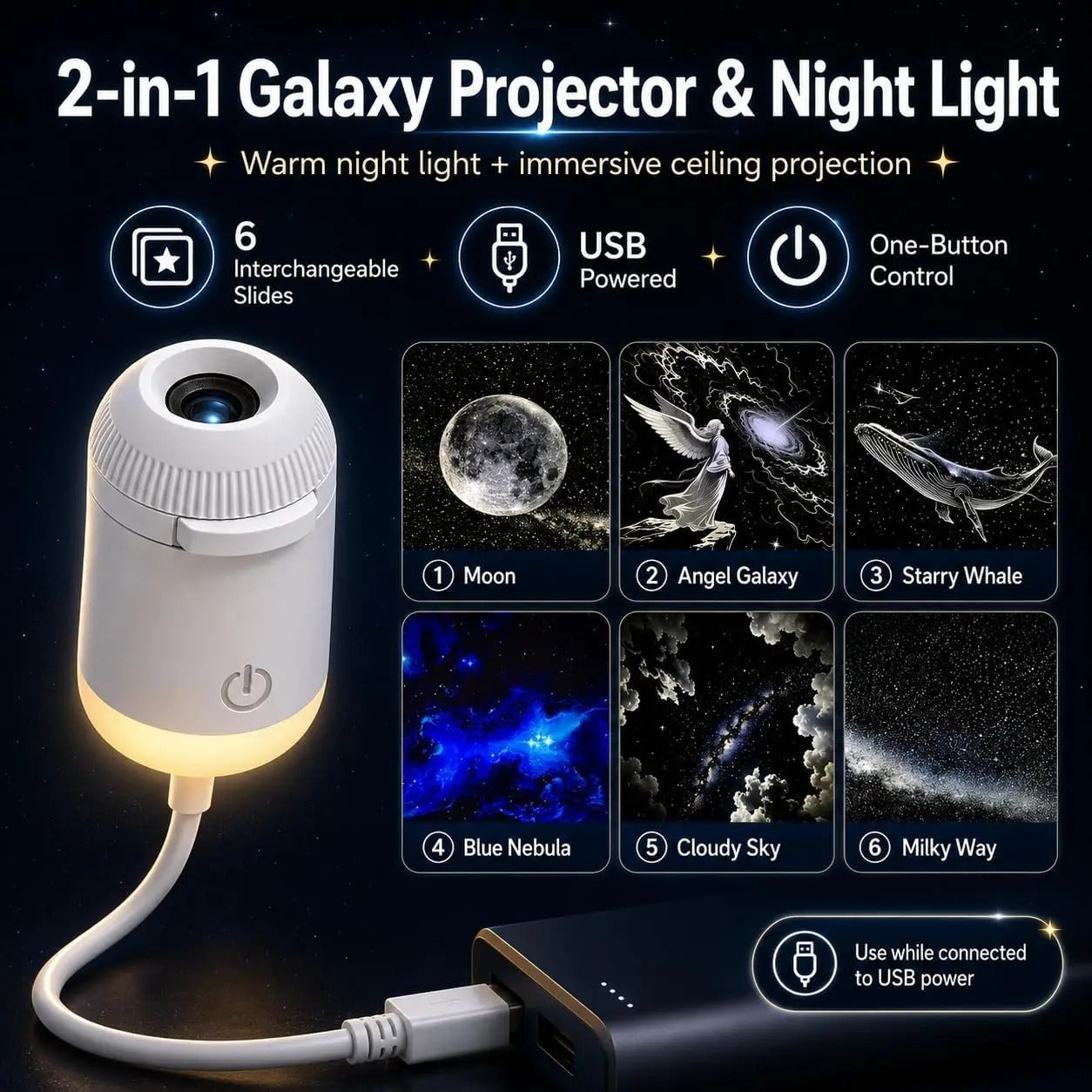 Galaxy Light – USB Galaxy Projector & Adjustable Ambient Light
