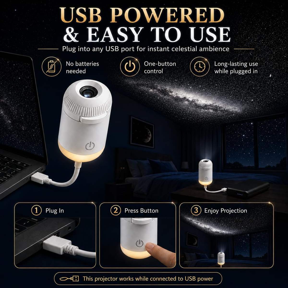 Galaxy Light – USB Galaxy Projector & Adjustable Ambient Light