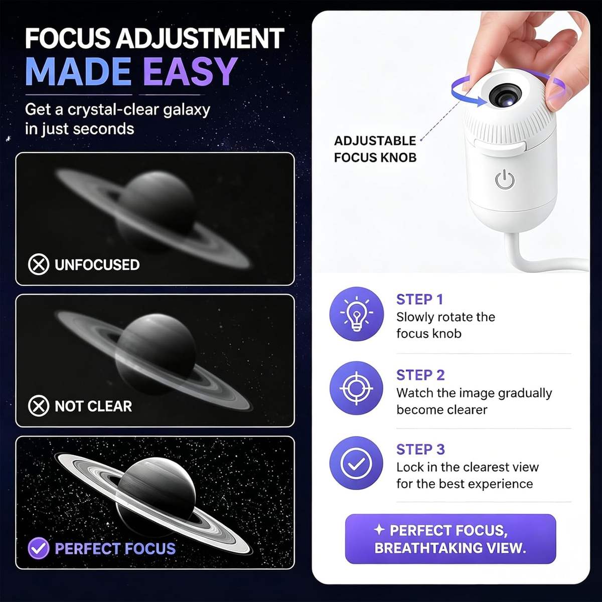 Galaxy Light – USB Galaxy Projector & Adjustable Ambient Light